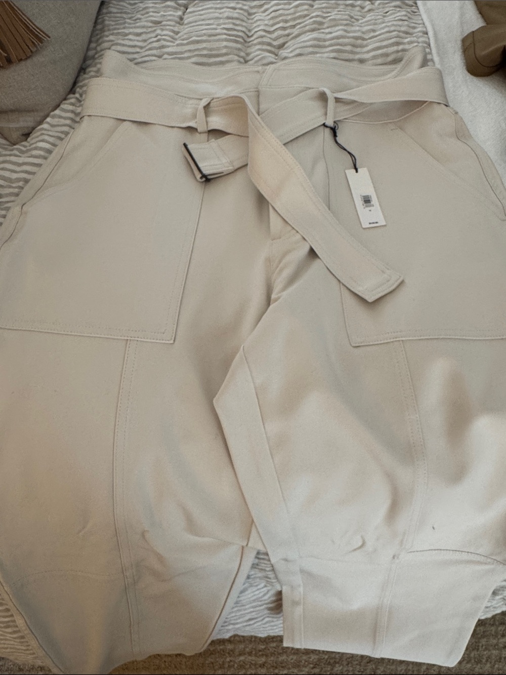 Banana Republic Cream High-Waist Utility Capris with Belt